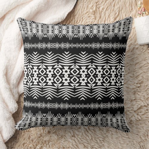 Black and White Mud Cloth  Throw Pillow