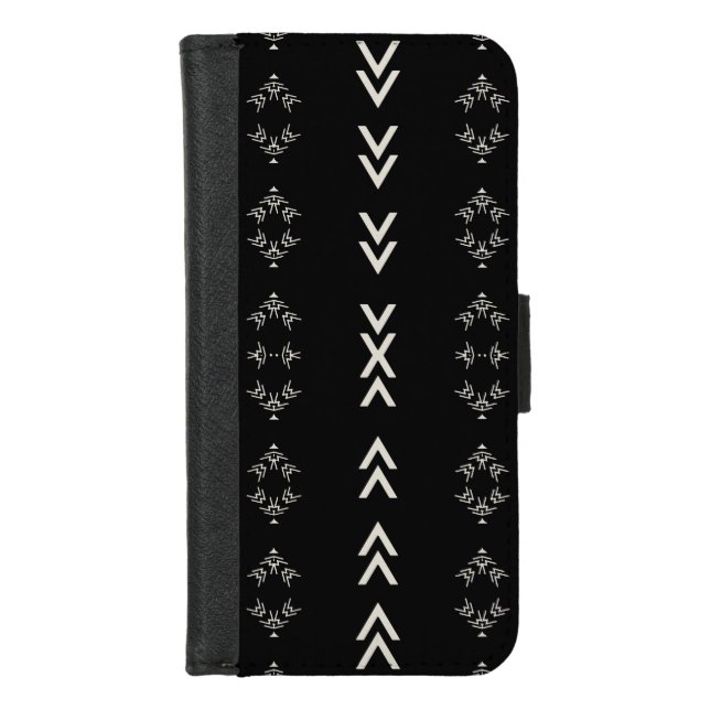 Black and White Mudcloth iPhone Wallet Case (Front)