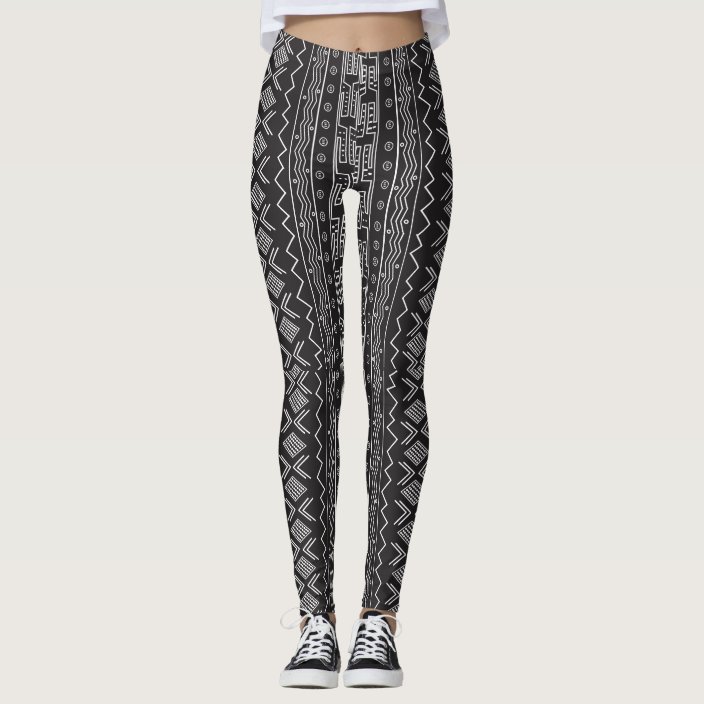 black and white mudcloth print leggings zazzle com zazzle