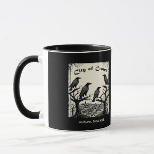 Black and white mug with City of Crows Graphic