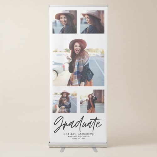 Black and white multi photo typography graduation  retractable banner