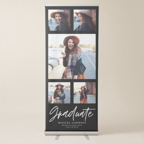 Black and white multi photo typography graduation retractable banner