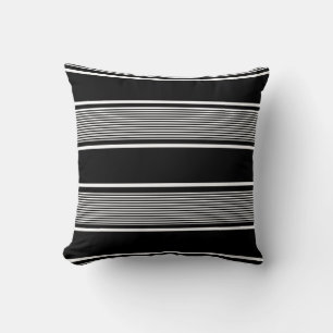 Black and White Multi Stripes Throw Pillow