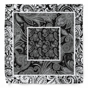 Black and White Multiple Paisley Bandana
