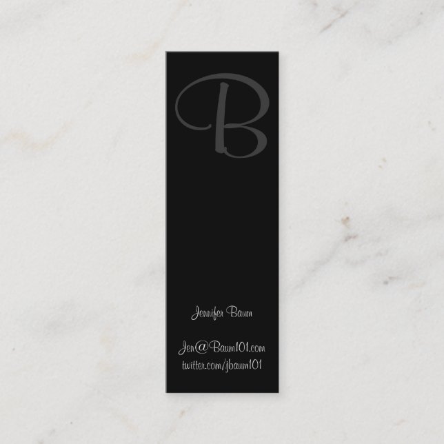 Black and White Murray Hill Mini Business Card (Front)