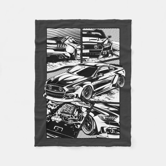 BLACK AND WHITE MUSCLE FURY FLEECE BLANKET (Front)