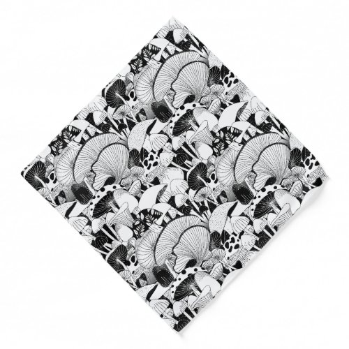 Black and White Mushrooms Bandana