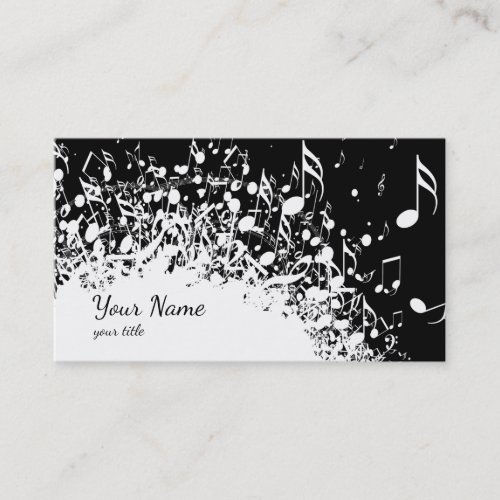 black and white music explosion design business card