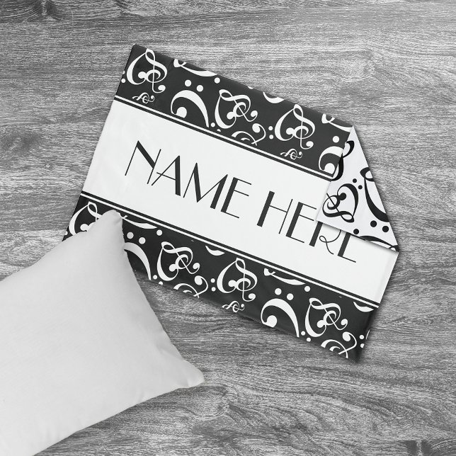 Black And White Music Hearts Pattern Pillow Case (Creator Uploaded)