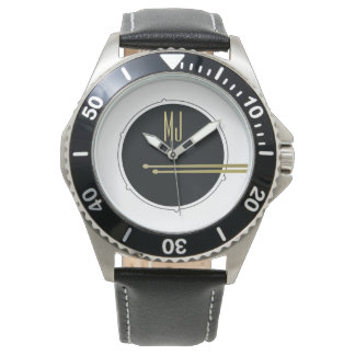 Black and White Music Modern Cool Drums Monogram Watch