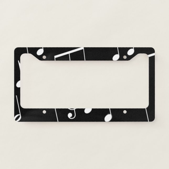 Black and White Music Note License Plate Frame (Front)