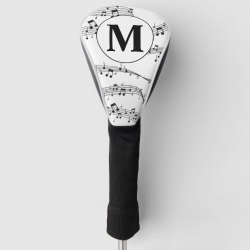 Black and White Music Note Monogram Golf Head Cover