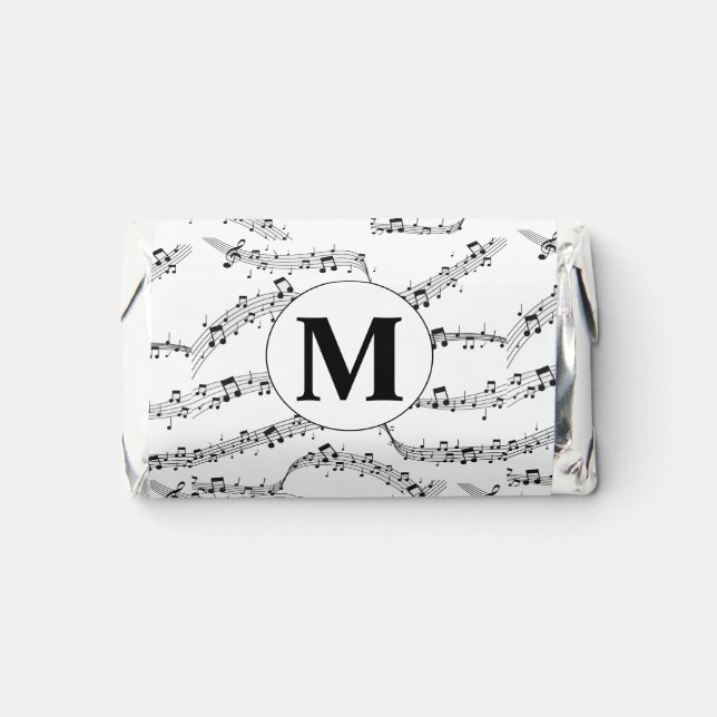 Black and White Music Note Monogram  Hershey's Miniatures (Front)