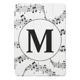 Black and White Music Note Monogram Pacifier iPad Pro Cover