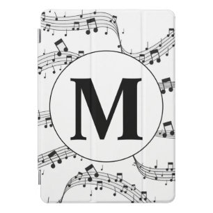 Black and White Music Note Monogram Pacifier iPad Pro Cover