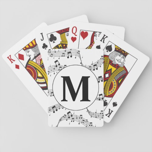 Black and White Music Note Monogram  Playing Cards