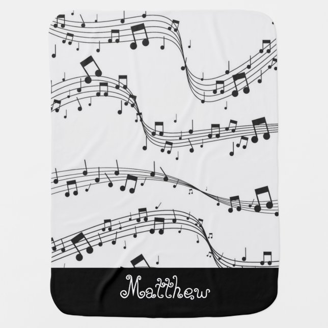 Black and white Music note Musician   Baby Blanket (Front)