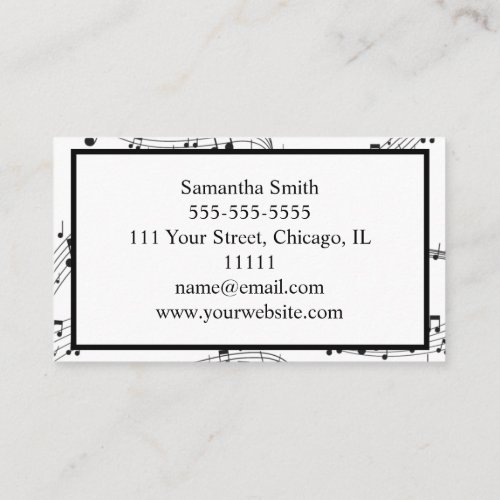Black and White Music note Musician Business Card