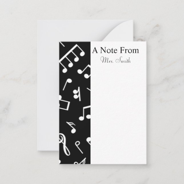 Black and White Music Note Musician Card (Front)