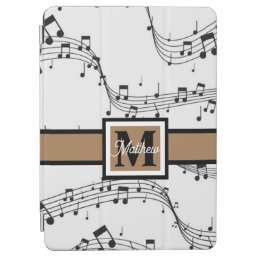 Black and white Music note Musician Monogram     iPad Air Cover