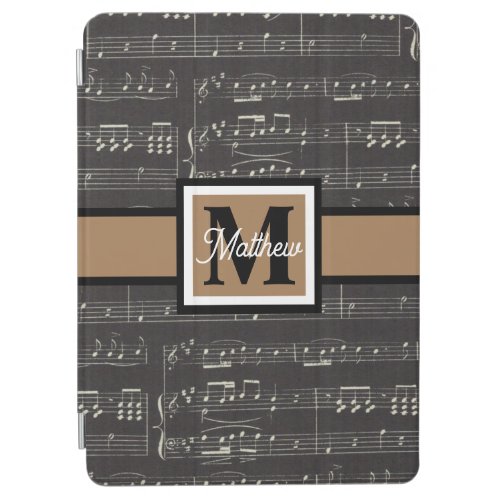 Black and white Music note Musician Monogram    iPad Air Cover