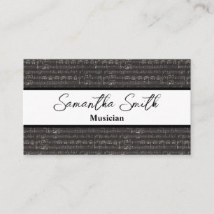 Black and White Music note Musician Music Teacher Business Card
