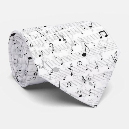 Black and White Music Note  Neck Tie