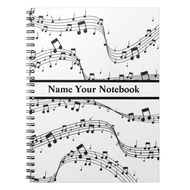 Black and White Music Note Notebook (Front)