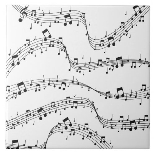 Black and White music note Pattern musician   Ceramic Tile