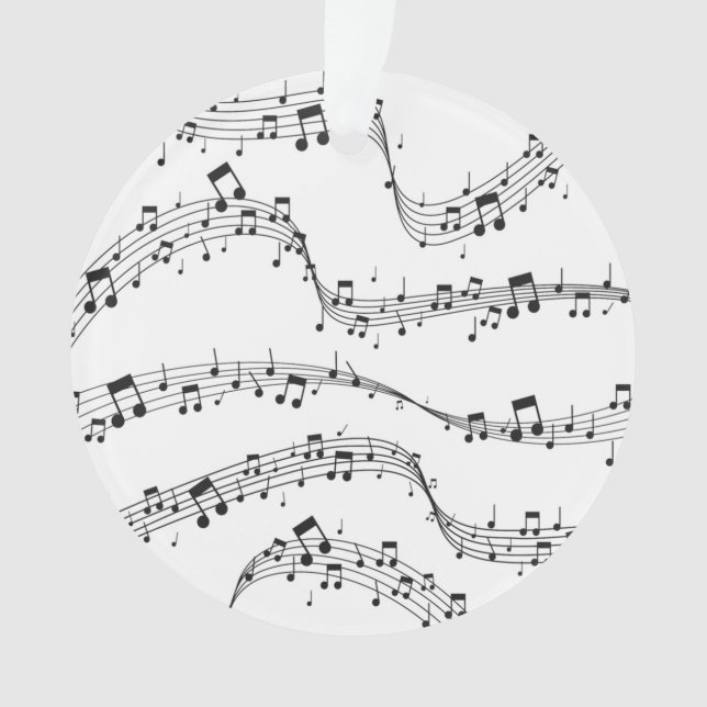 Black and White music note Pattern musician    Ornament (Front)