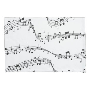 Black and White music note Pattern musician Pillow Case