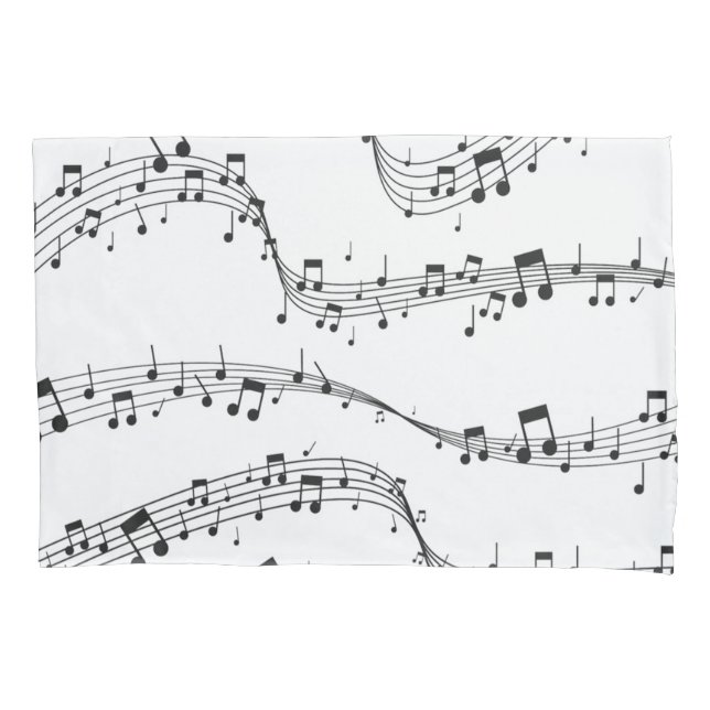 Black and White music note Pattern musician   Pillow Case (Front)
