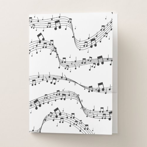 Black and White music note Pattern musician Pocket Folder