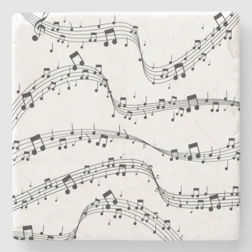 Black and White music note Pattern musician    Stone Coaster