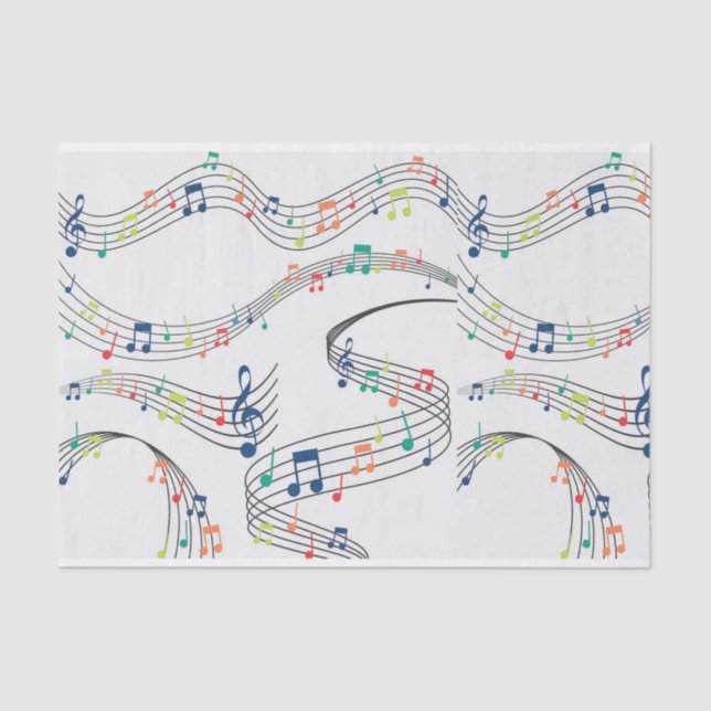 Black and White music note Pattern musician Tissue Paper (Front)