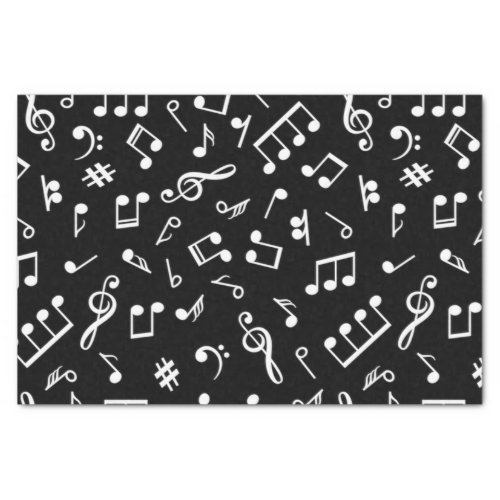 Black and White music note Pattern musician     Tissue Paper