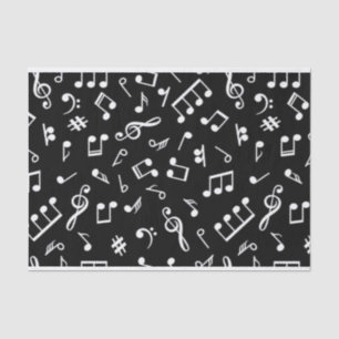 Black and White music note Pattern musician Tissue Paper