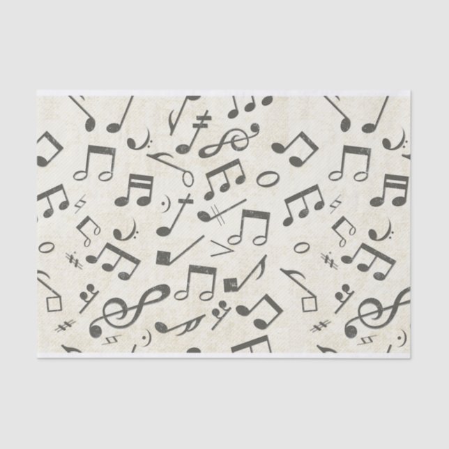 Black and White music note Pattern musician    Tissue Paper (Front)