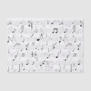 Black and White music note Pattern musician Tissue Paper