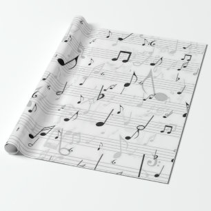 Black and White music note Pattern musician Wrapping Paper