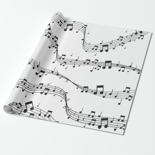 Black and White music note Pattern musician  Wrapping Paper