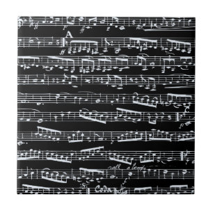 Black and white music notes ceramic tile