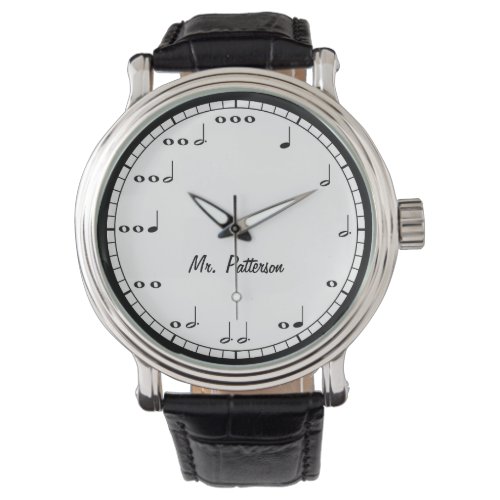 Black and White Music Notes Custom Watch
