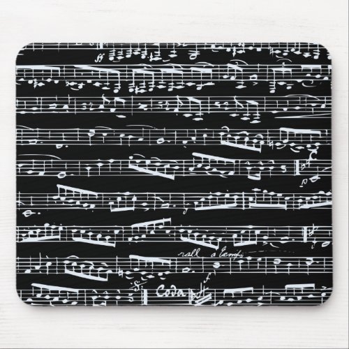 Black and white music notes mouse pad
