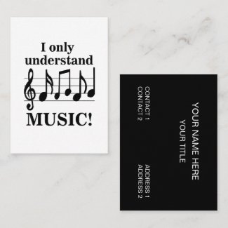 Black and White Music Notes Musical Profession Business Card