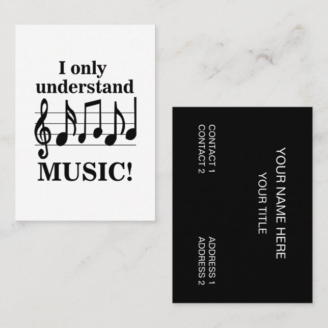 Black and White Music Notes Musical Profession Business Card (Front/Back)