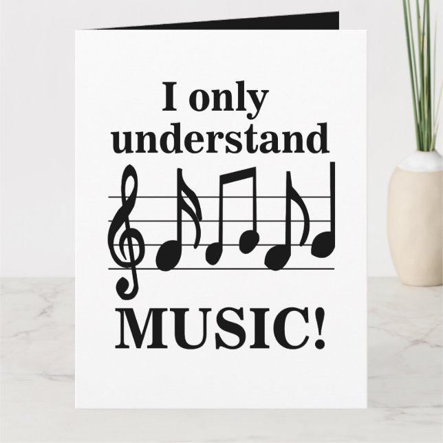 Black and White Music Notes Musician Birthday Card (Front)