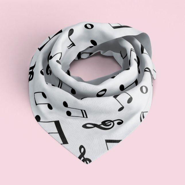 Black and White Music Notes Pattern Bandana (Creator Uploaded)