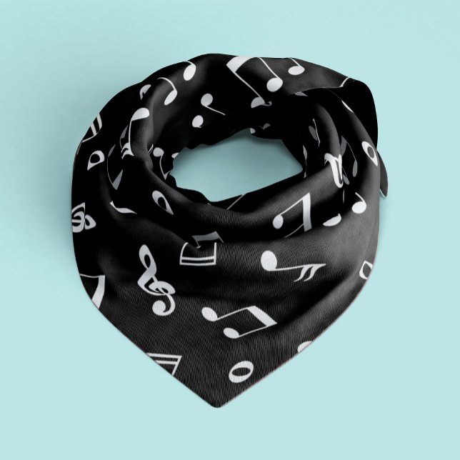 Black and White Music Notes Pattern Bandana (Creator Uploaded)