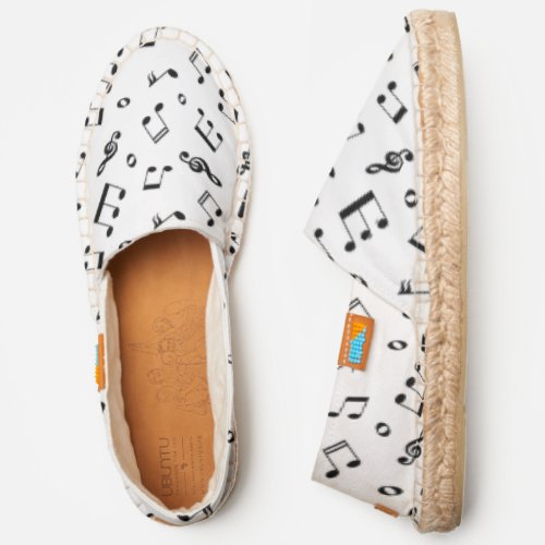 Black and White Music Notes Pattern Espadrilles